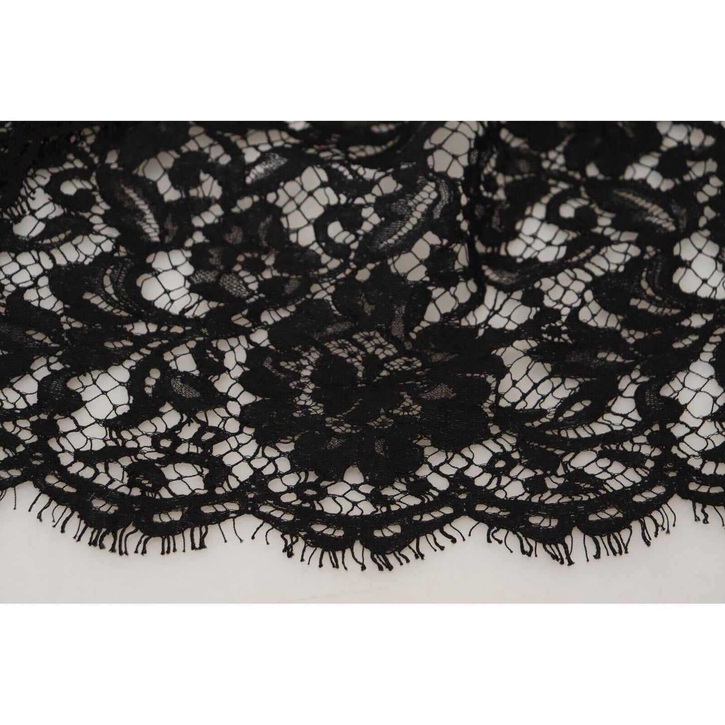 Dolce & Gabbana Black Floral Lace Cotton Shift Mini Dress