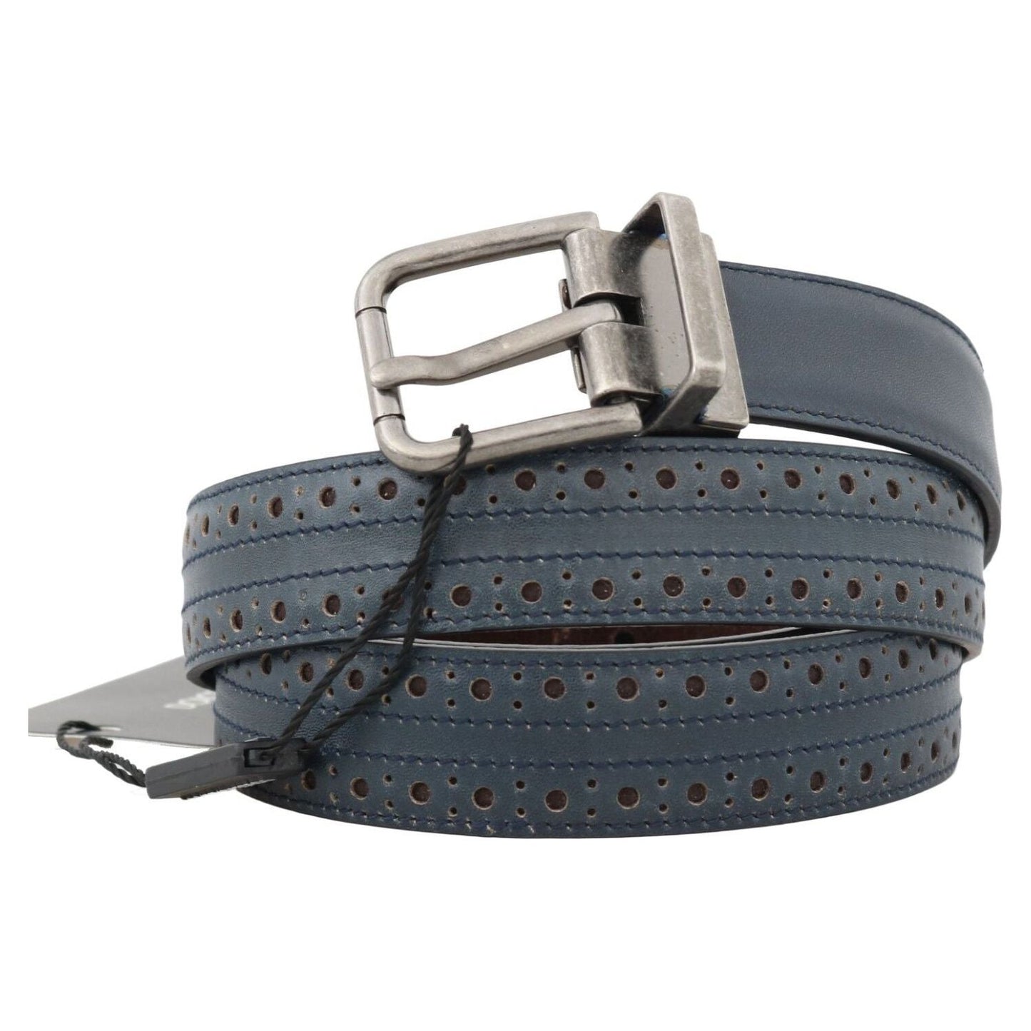 Dolce & Gabbana Elegant Blue Leather Men's Belt Dolce & Gabbana Dim Gray