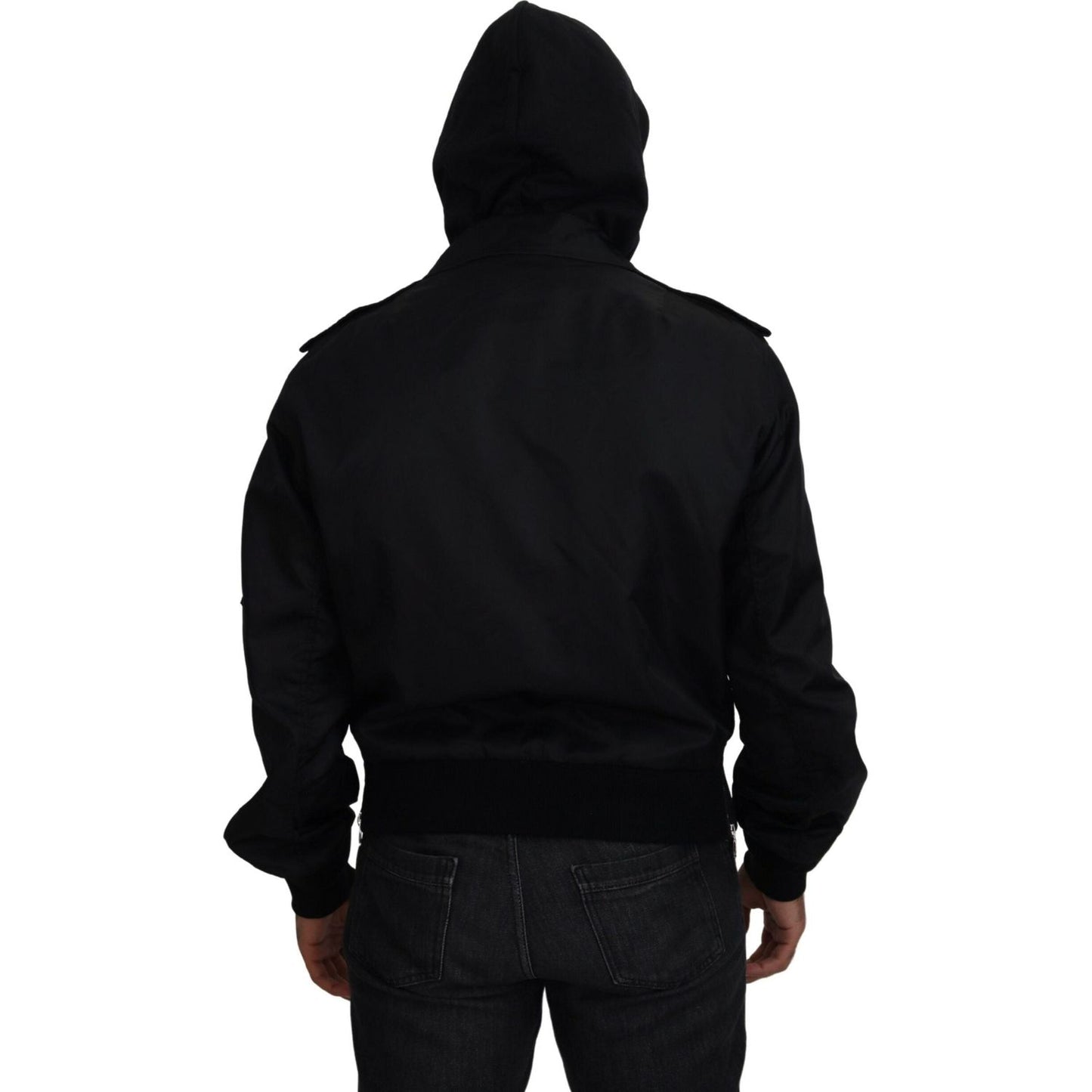 Dolce & Gabbana Sleek Black Hooded Bomber Jacket Dolce & Gabbana Black
