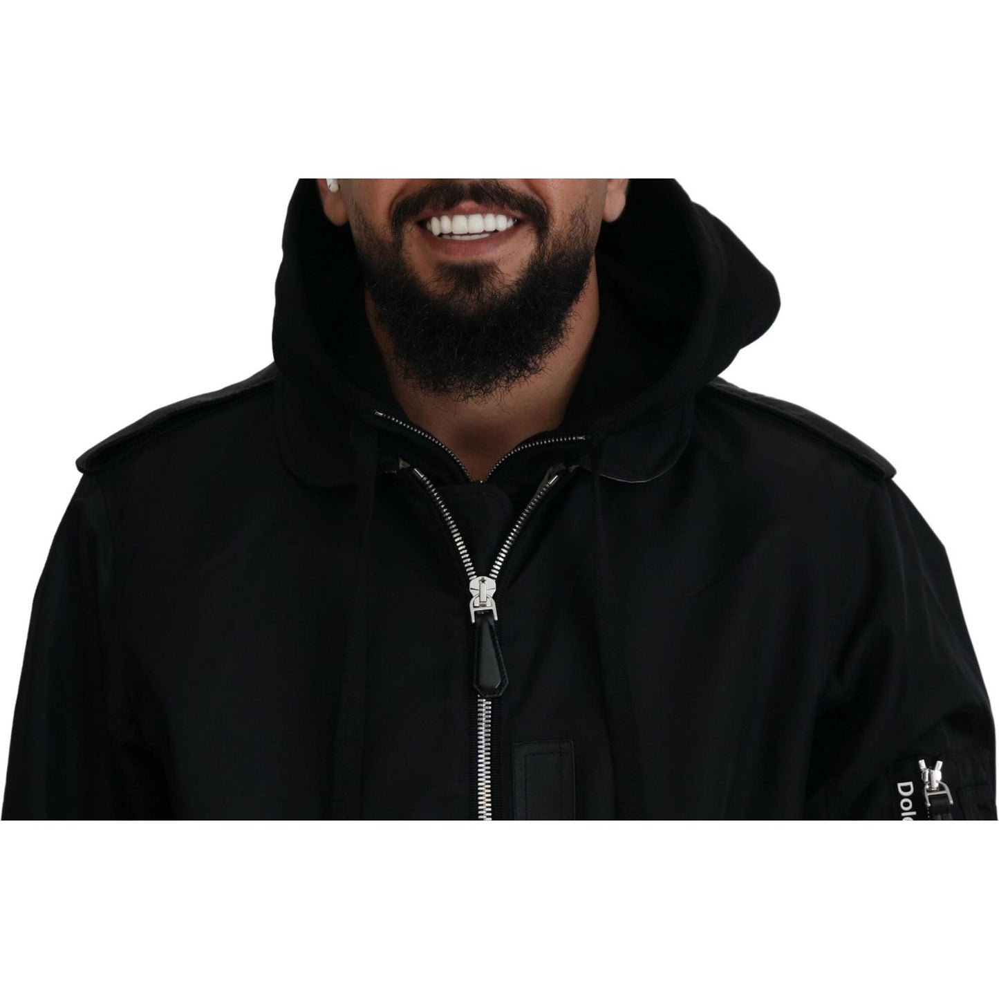 Dolce & Gabbana Sleek Black Hooded Bomber Jacket Dolce & Gabbana Black