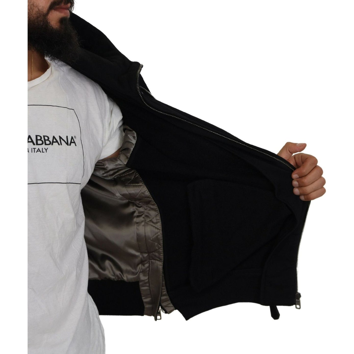 Dolce & Gabbana Sleek Black Hooded Bomber Jacket Dolce & Gabbana Black