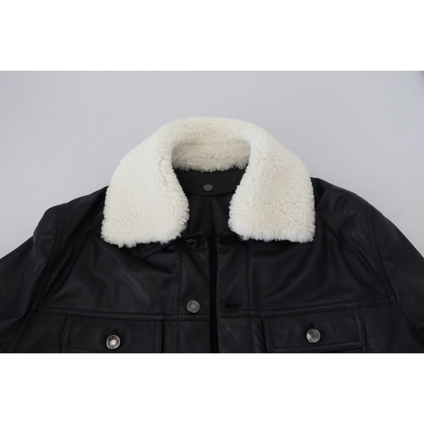 Dolce & Gabbana Elegant Black Leather Bomber Jacket Dolce & Gabbana Gray