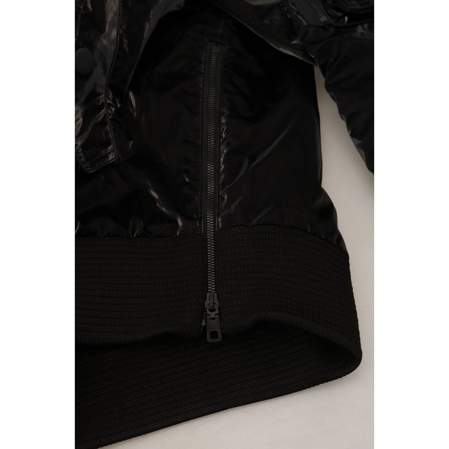 Dolce & Gabbana Elegant Black Bomber Hooded Jacket Dolce & Gabbana Gray