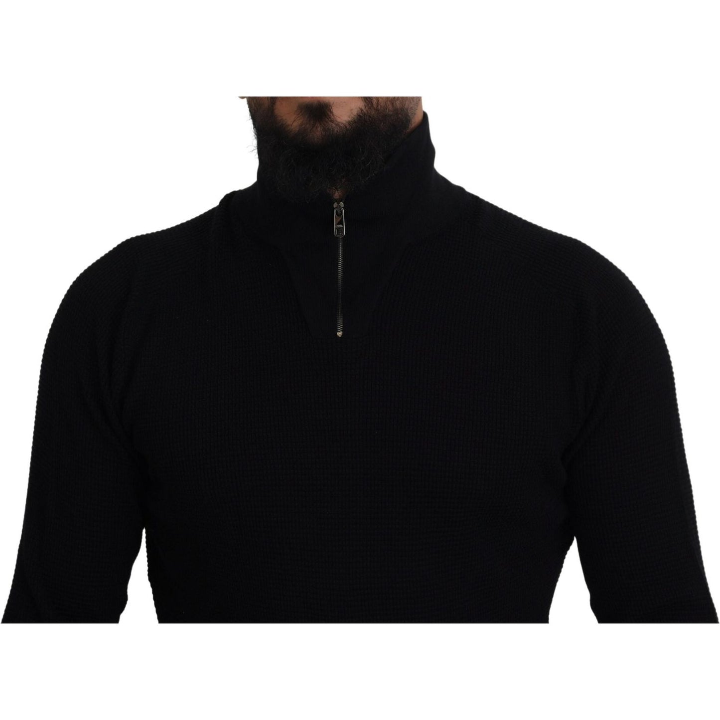 Dolce & Gabbana Elegant Silk Blend Black Pullover Sweater Dolce & Gabbana Black