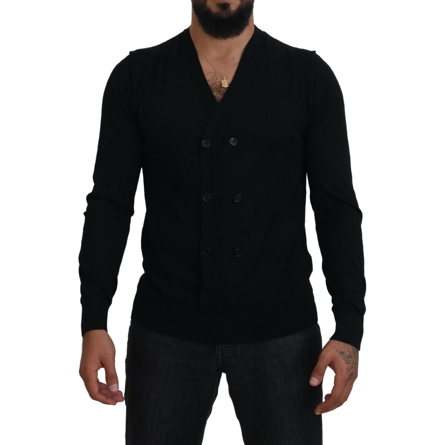 Dolce & Gabbana Elegant Black Cashmere Cardigan Sweater Dolce & Gabbana Black