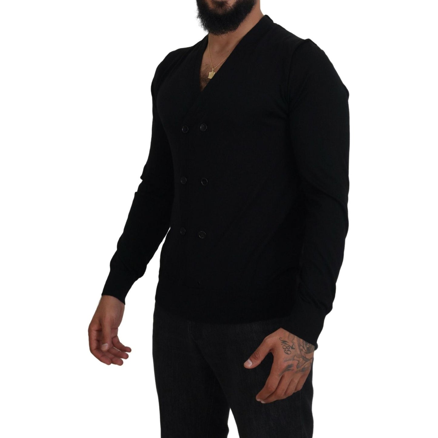 Dolce & Gabbana Elegant Black Cashmere Cardigan Sweater Dolce & Gabbana Black