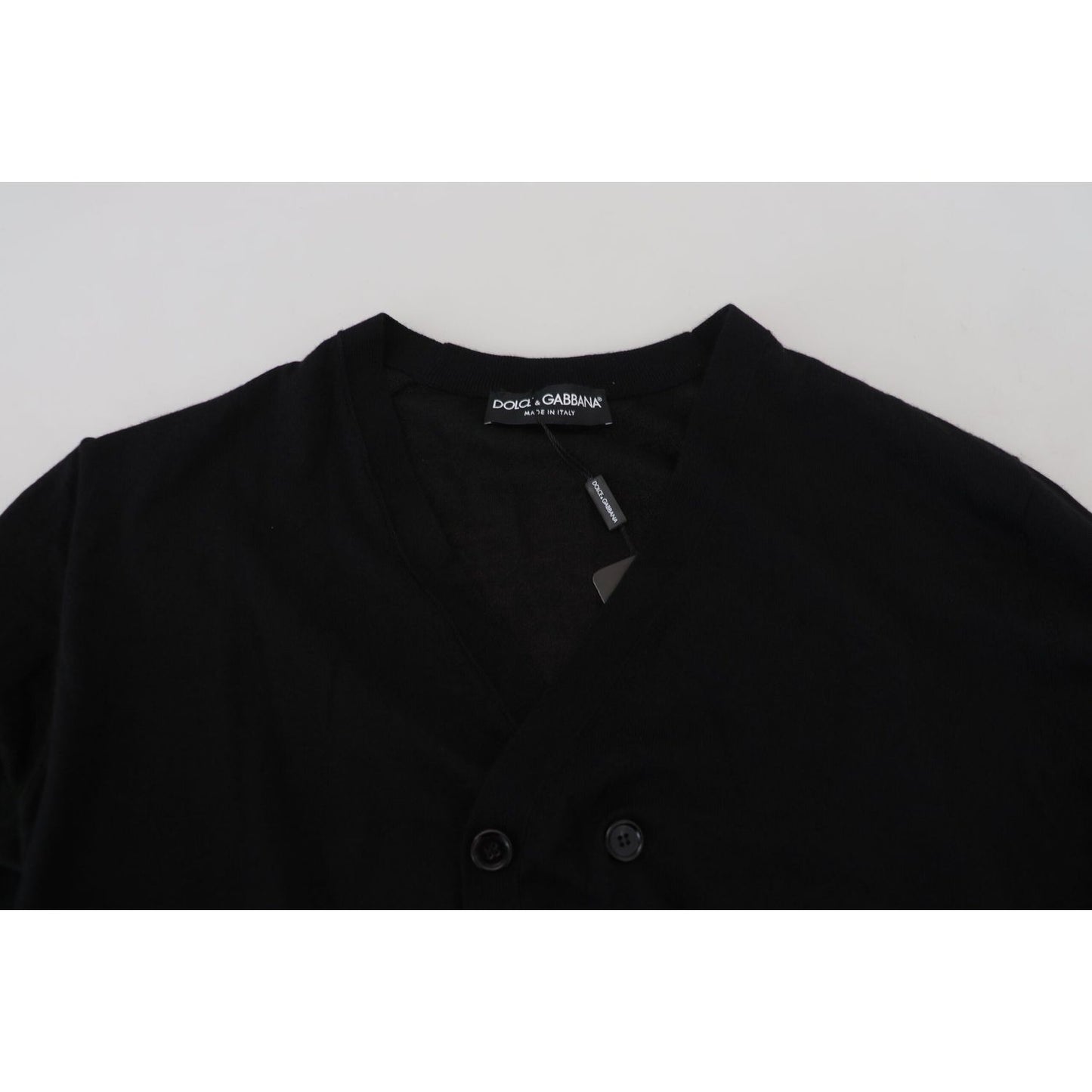Dolce & Gabbana Elegant Black Cashmere Cardigan Sweater Dolce & Gabbana Black