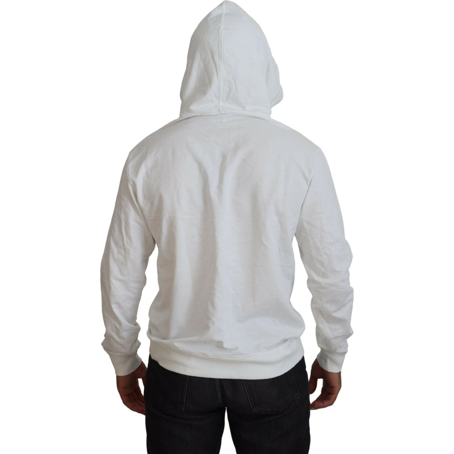 Dolce & Gabbana Elegant White Logo Hooded Sweatshirt Dolce & Gabbana Gray