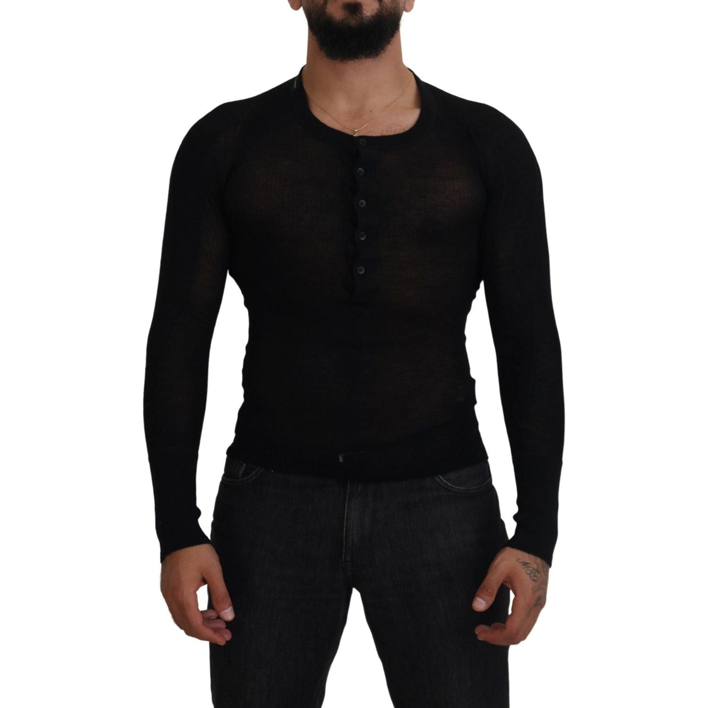 Dolce & Gabbana Elegant Black Cashmere Pullover Sweater Dolce & Gabbana Black