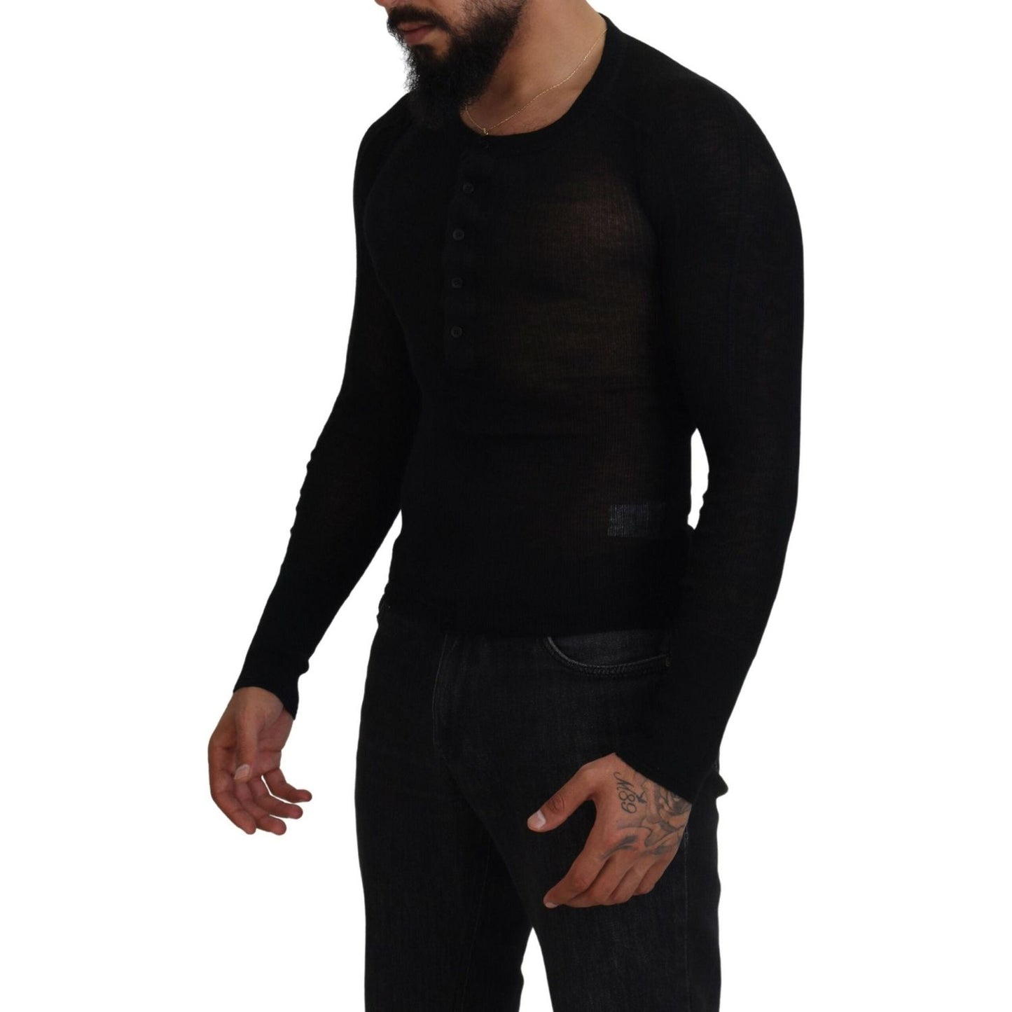 Dolce & Gabbana Elegant Black Cashmere Pullover Sweater Dolce & Gabbana Black