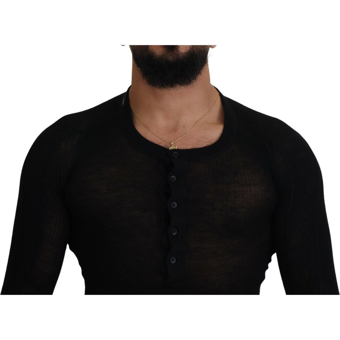 Dolce & Gabbana Elegant Black Cashmere Pullover Sweater Dolce & Gabbana Black