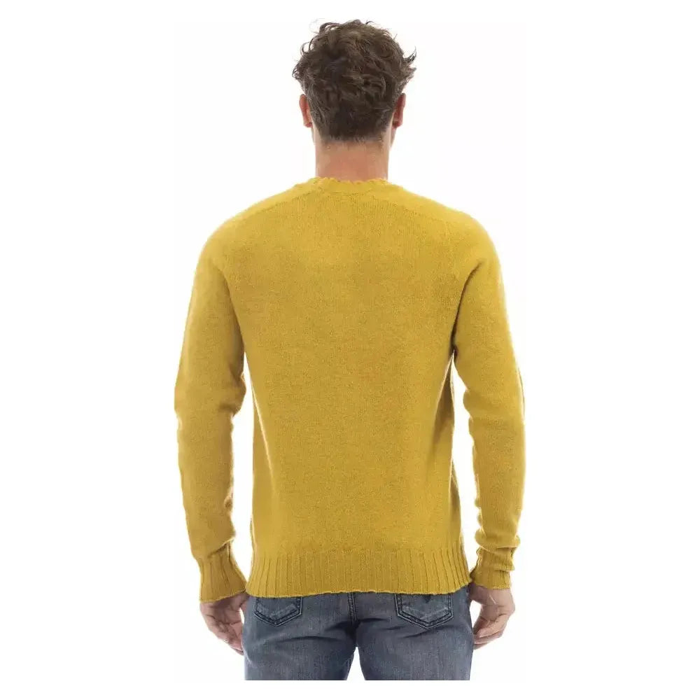 Alpha Studio Yellow Wool Men Sweater Alpha Studio Goldenrod
