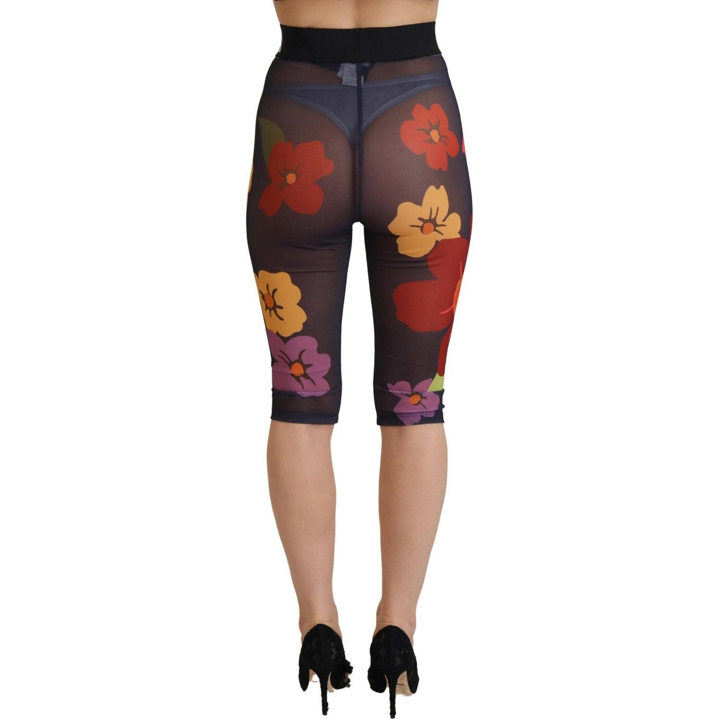 Dolce & Gabbana Elegant Floral Print High Waist Leggings Dolce & Gabbana Dark Slate Gray