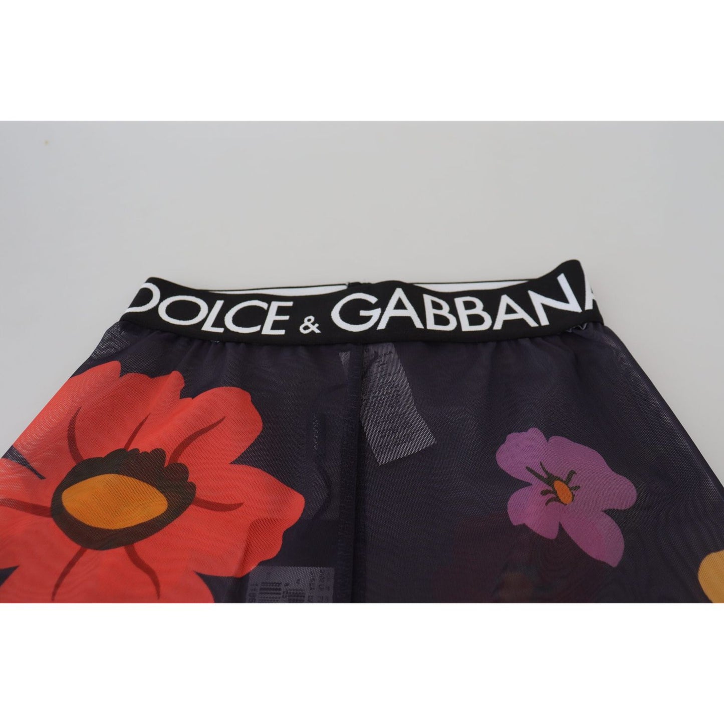 Dolce & Gabbana Elegant Floral Print High Waist Leggings Dolce & Gabbana Gray