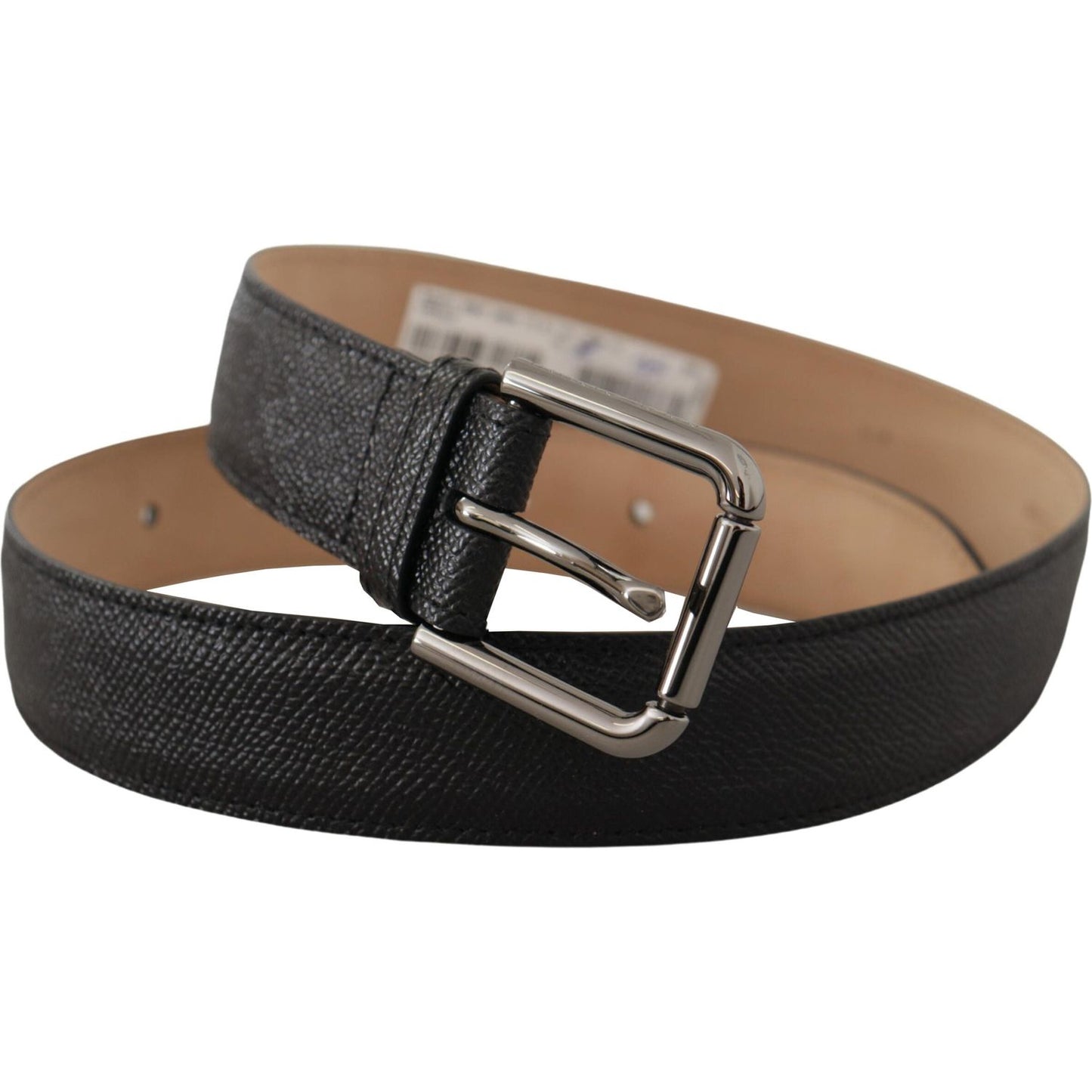 Dolce & Gabbana Elegant Black Leather Belt with Metal Buckle Dolce & Gabbana Dark Slate Gray