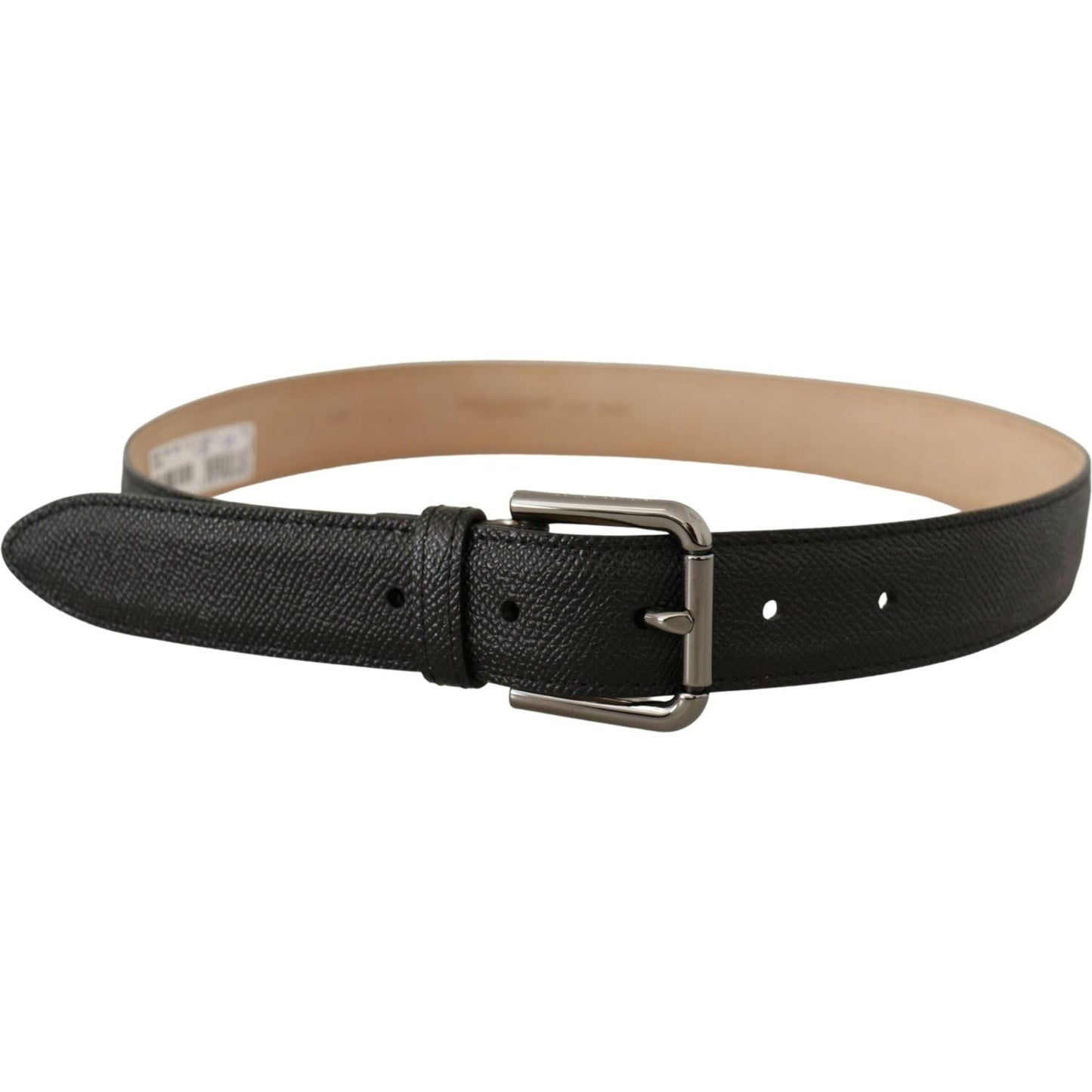 Dolce & Gabbana Elegant Black Leather Belt with Metal Buckle Dolce & Gabbana Rosy Brown