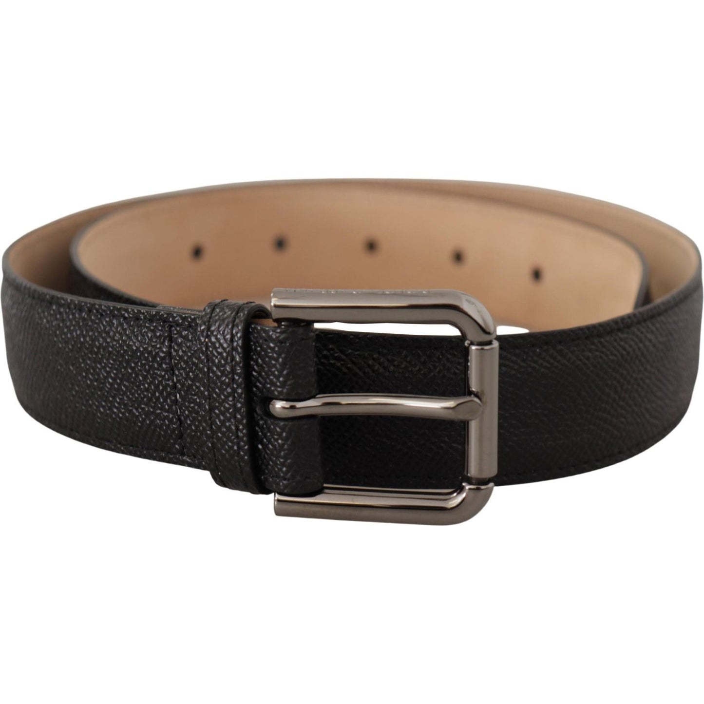 Dolce & Gabbana Elegant Black Leather Belt with Metal Buckle Dolce & Gabbana Dark Slate Gray