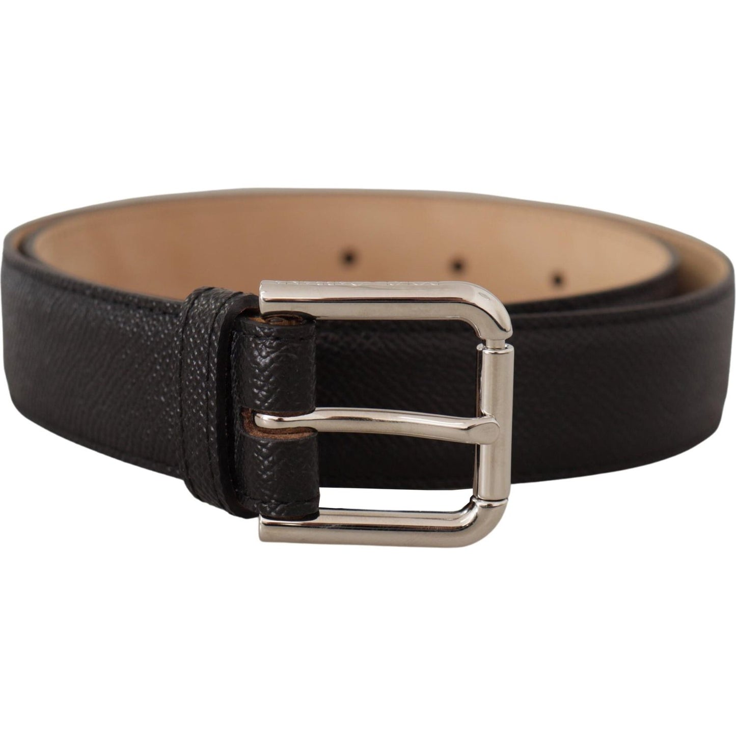 Dolce & Gabbana Sleek Black Authentic Leather Belt Dolce & Gabbana Rosy Brown