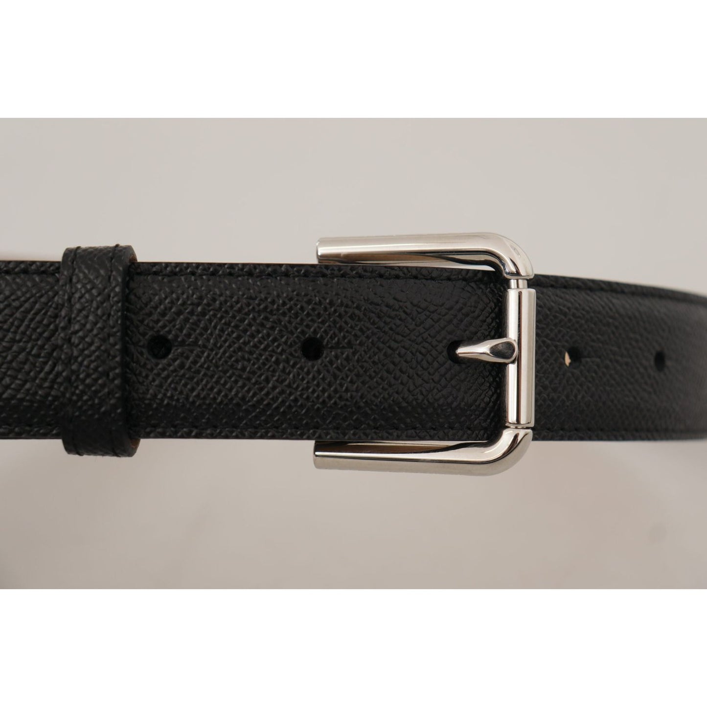 Dolce & Gabbana Sleek Black Authentic Leather Belt Dolce & Gabbana Gray