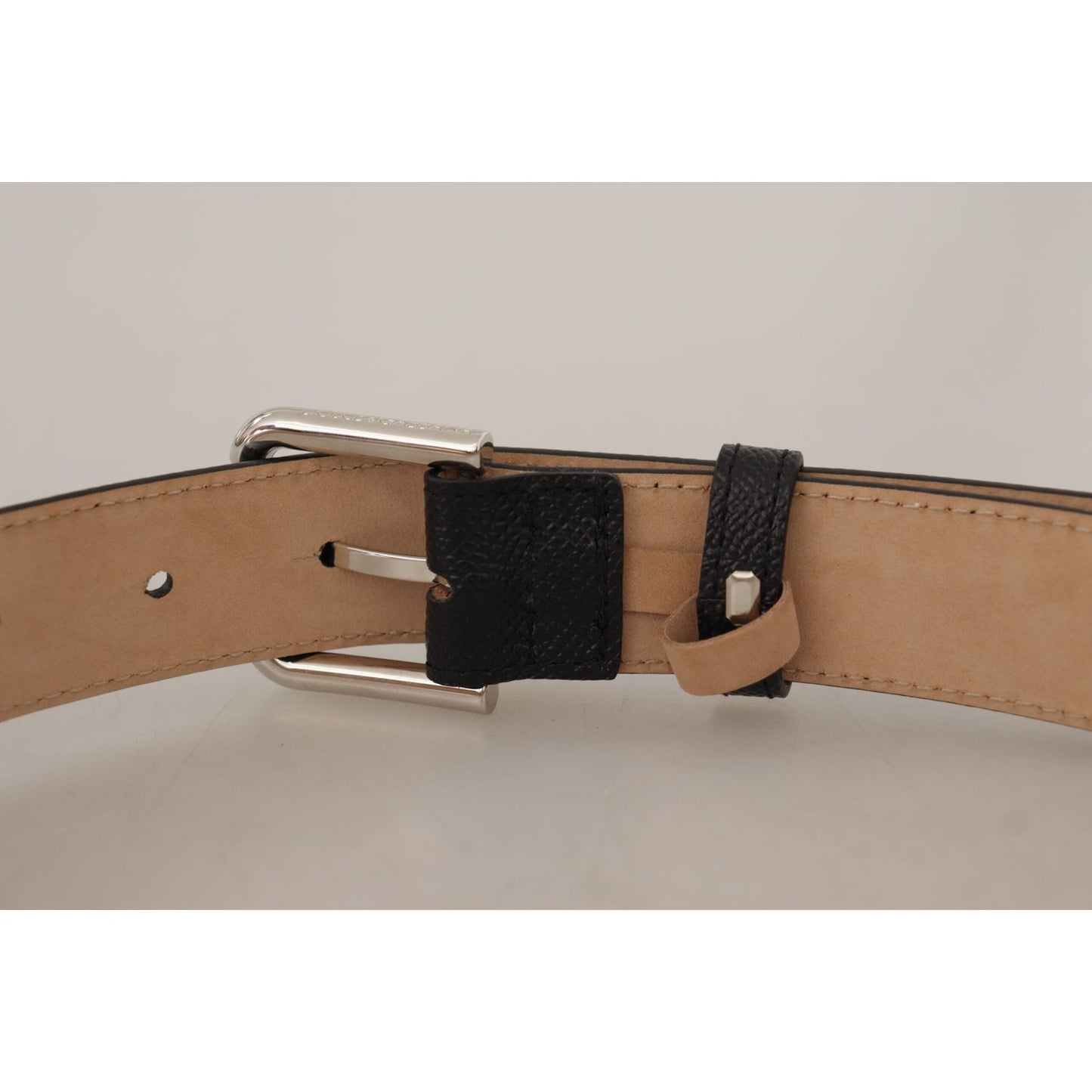 Dolce & Gabbana Sleek Black Authentic Leather Belt Dolce & Gabbana Dark Gray