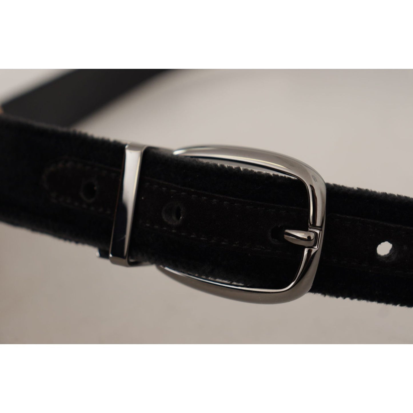 Dolce & Gabbana Elegant Black Velvet Designer Belt Dolce & Gabbana Dark Gray