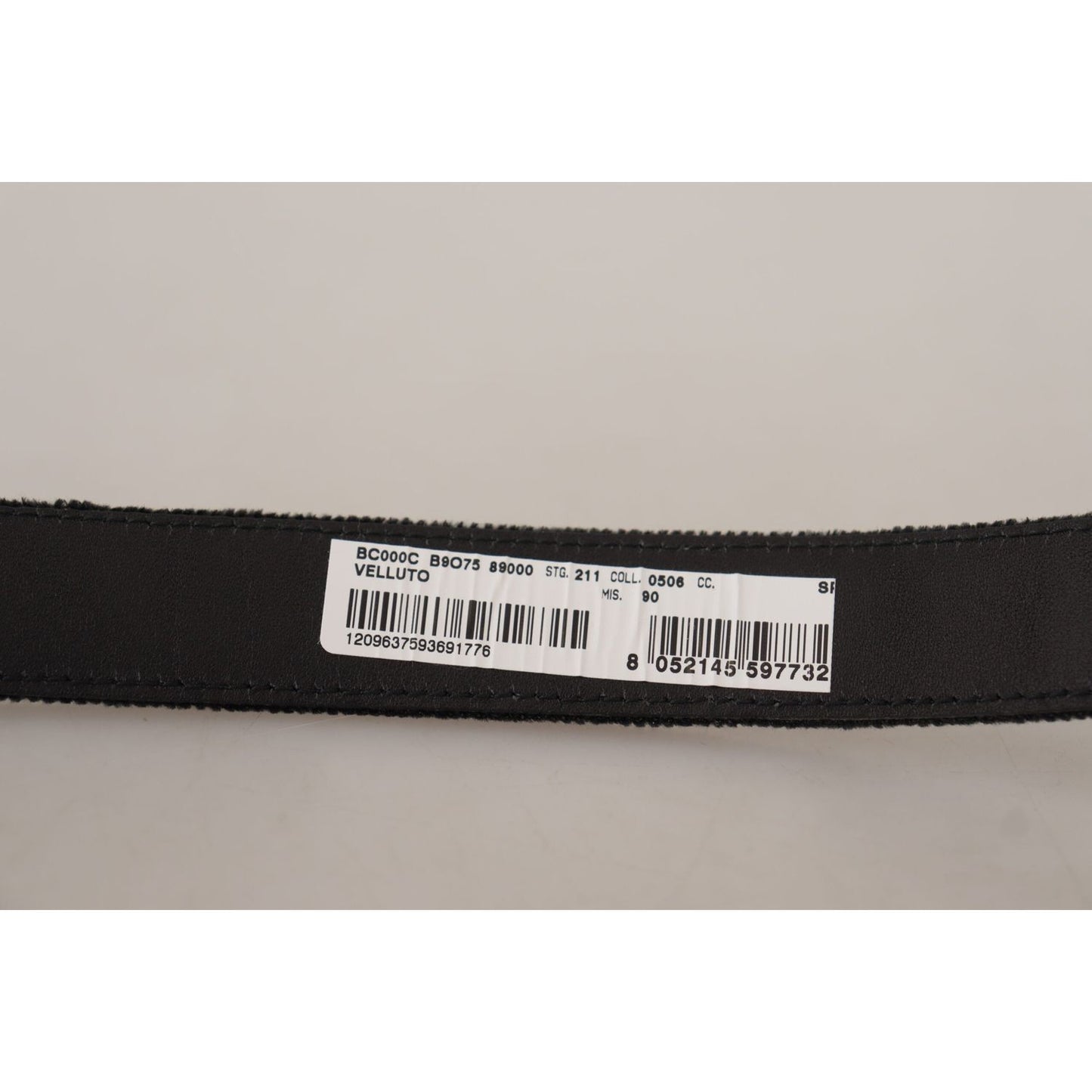 Dolce & Gabbana Elegant Black Velvet Designer Belt Dolce & Gabbana Gray