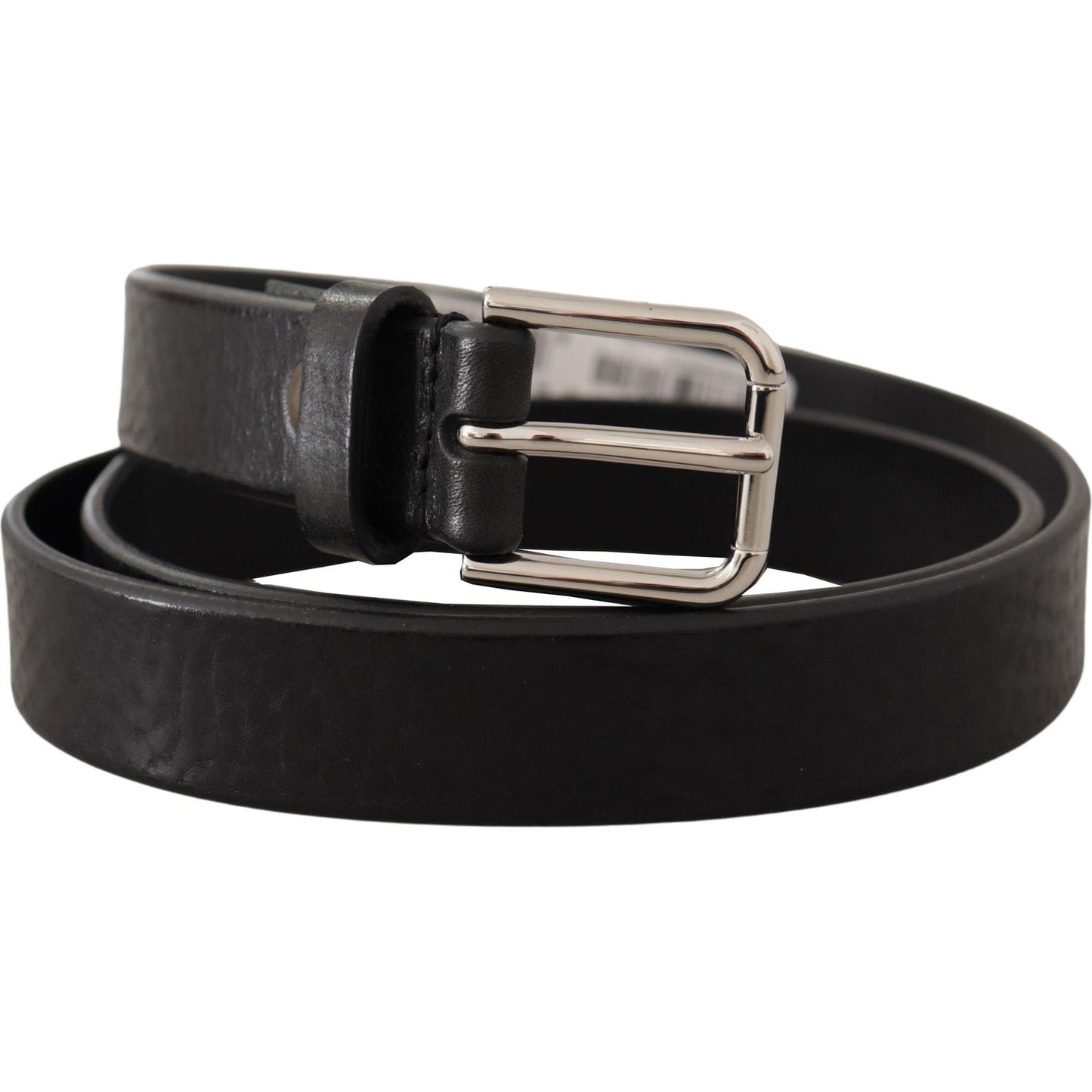 Dolce & Gabbana Elegant Black Leather Belt with Metal Buckle Dolce & Gabbana Black