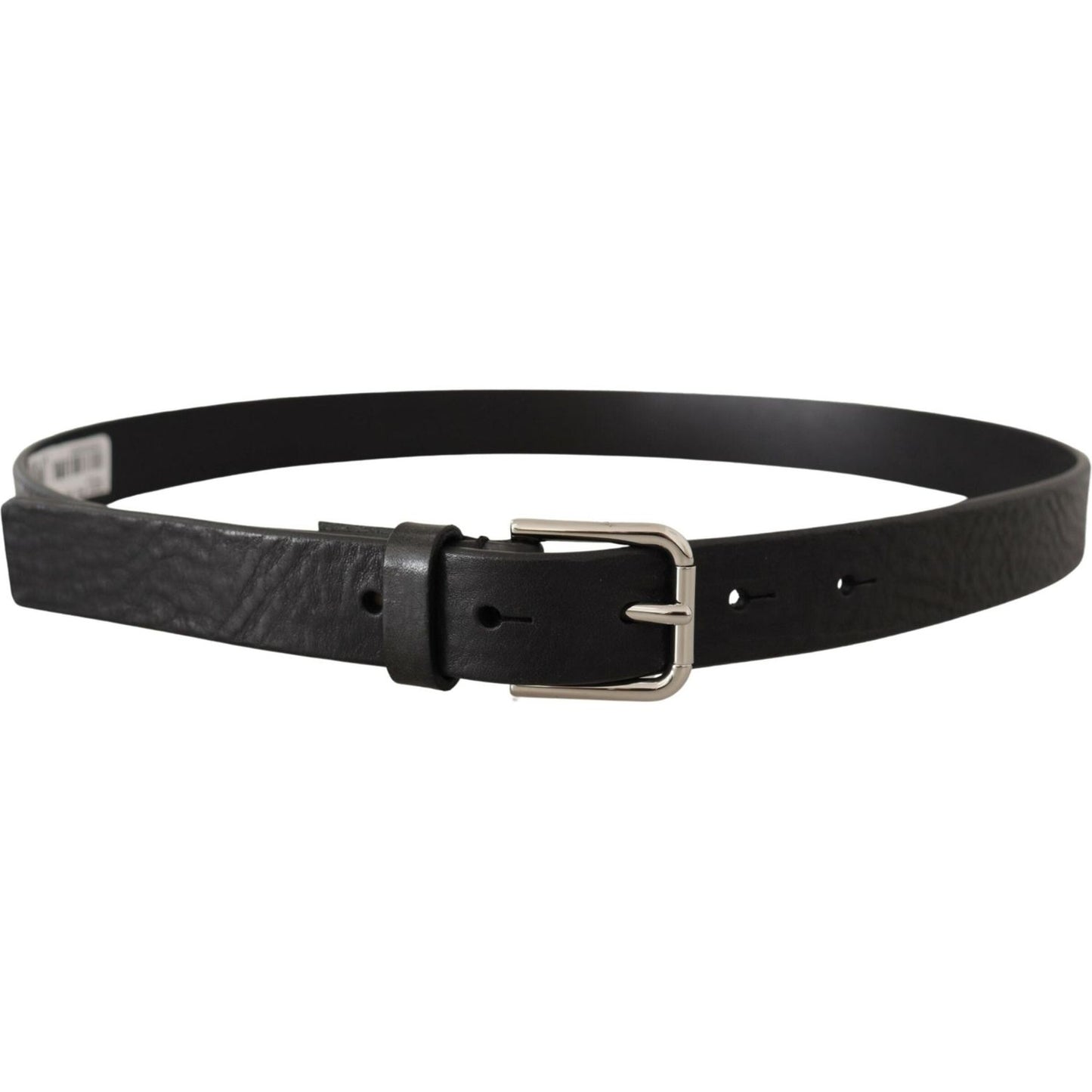 Dolce & Gabbana Elegant Black Leather Belt with Metal Buckle Dolce & Gabbana Dark Slate Gray