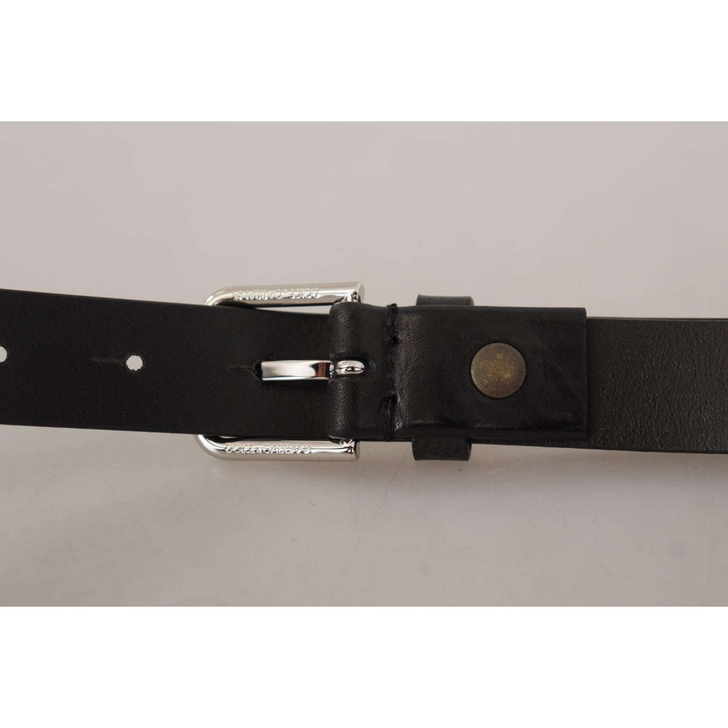 Dolce & Gabbana Elegant Black Leather Belt with Metal Buckle Dolce & Gabbana Dark Gray