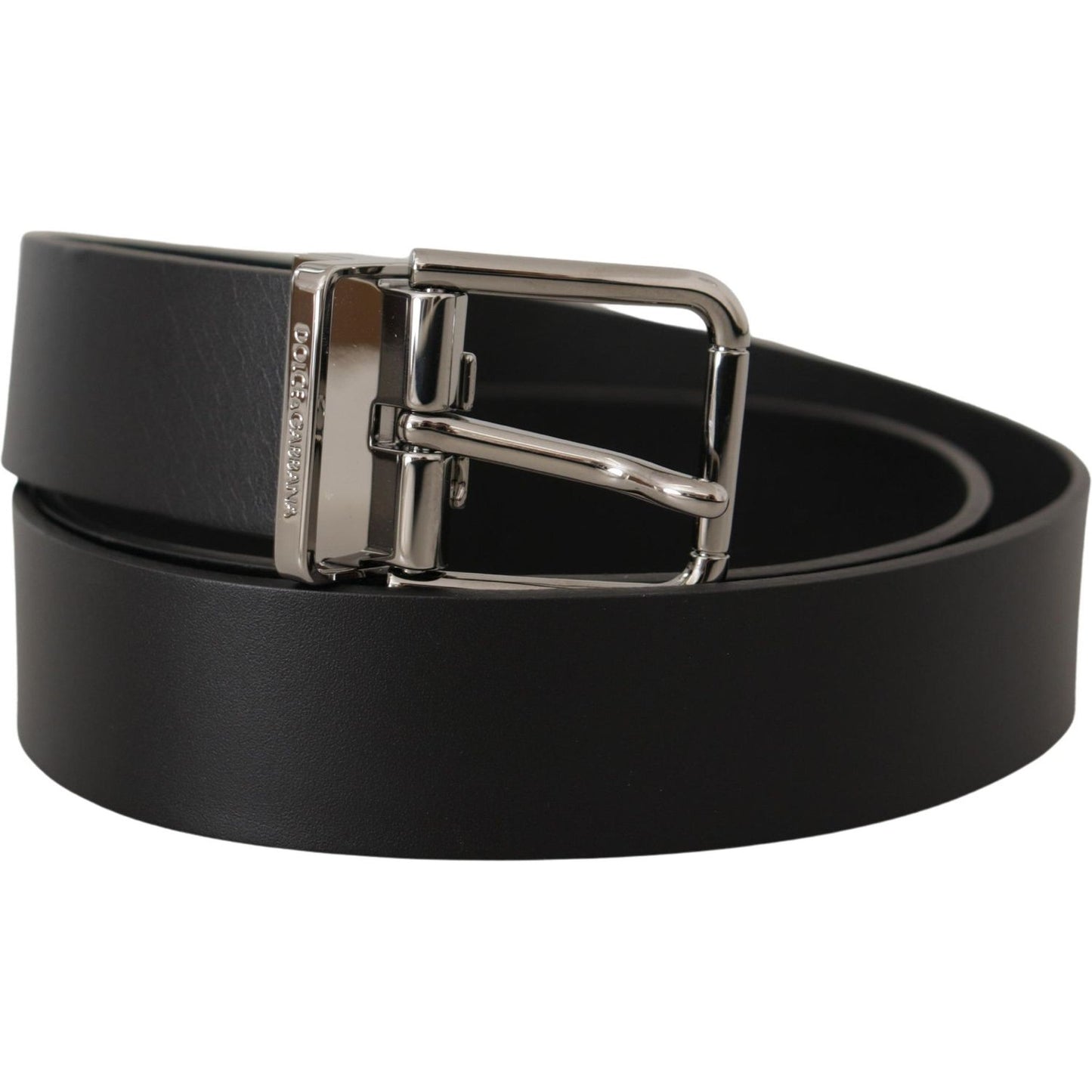 Dolce & Gabbana Elegant Black Leather Belt with Metal Buckle Dolce & Gabbana Dark Slate Gray