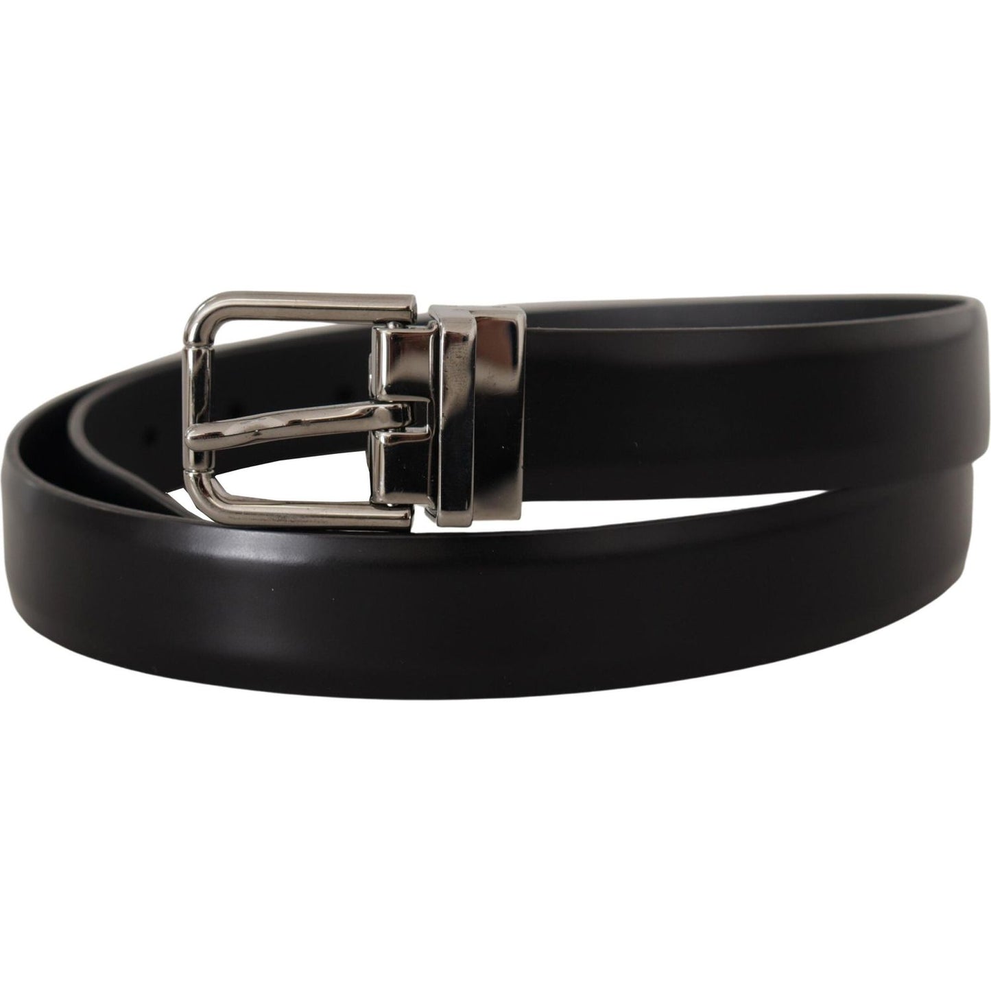 Dolce & Gabbana Elegant Black Leather Belt with Metal Buckle Dolce & Gabbana Black
