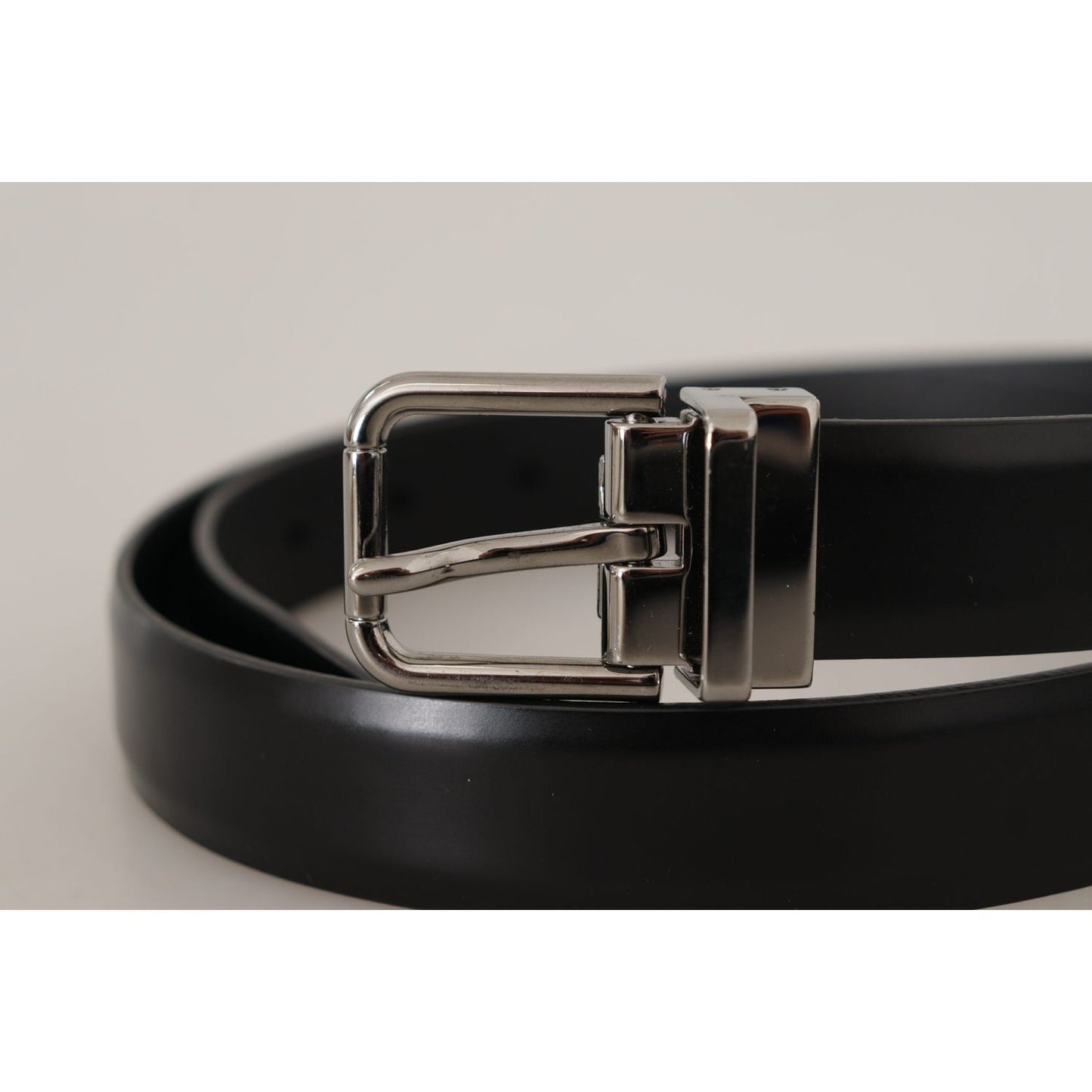 Dolce & Gabbana Elegant Black Leather Belt with Metal Buckle Dolce & Gabbana Dark Slate Gray