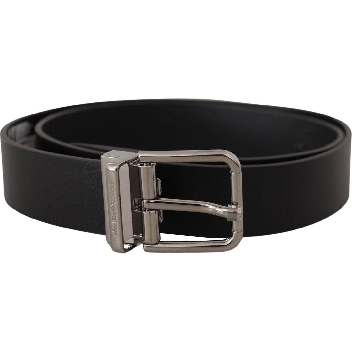 Dolce & Gabbana Sleek Black Leather Belt with Metal Buckle Dolce & Gabbana Black
