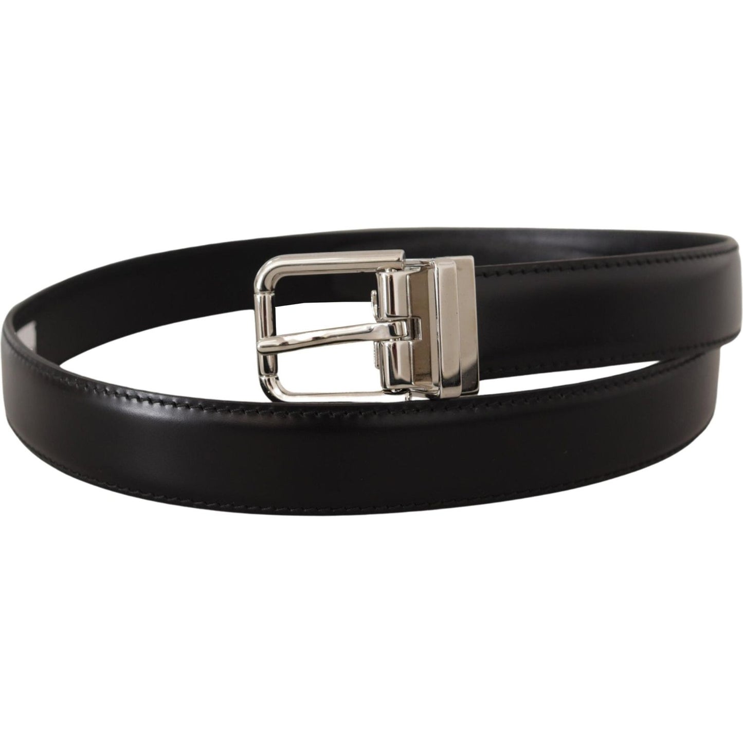 Dolce & Gabbana Sleek Black Leather Belt with Metal Buckle Dolce & Gabbana Black