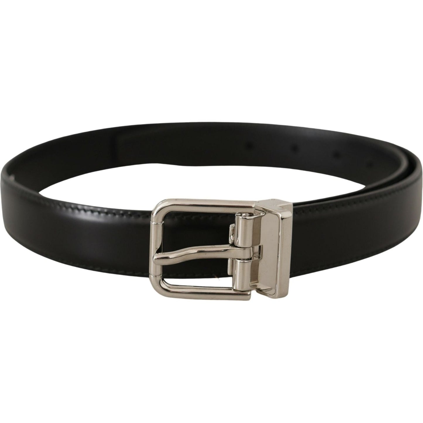 Dolce & Gabbana Sleek Black Leather Belt with Metal Buckle Dolce & Gabbana Black