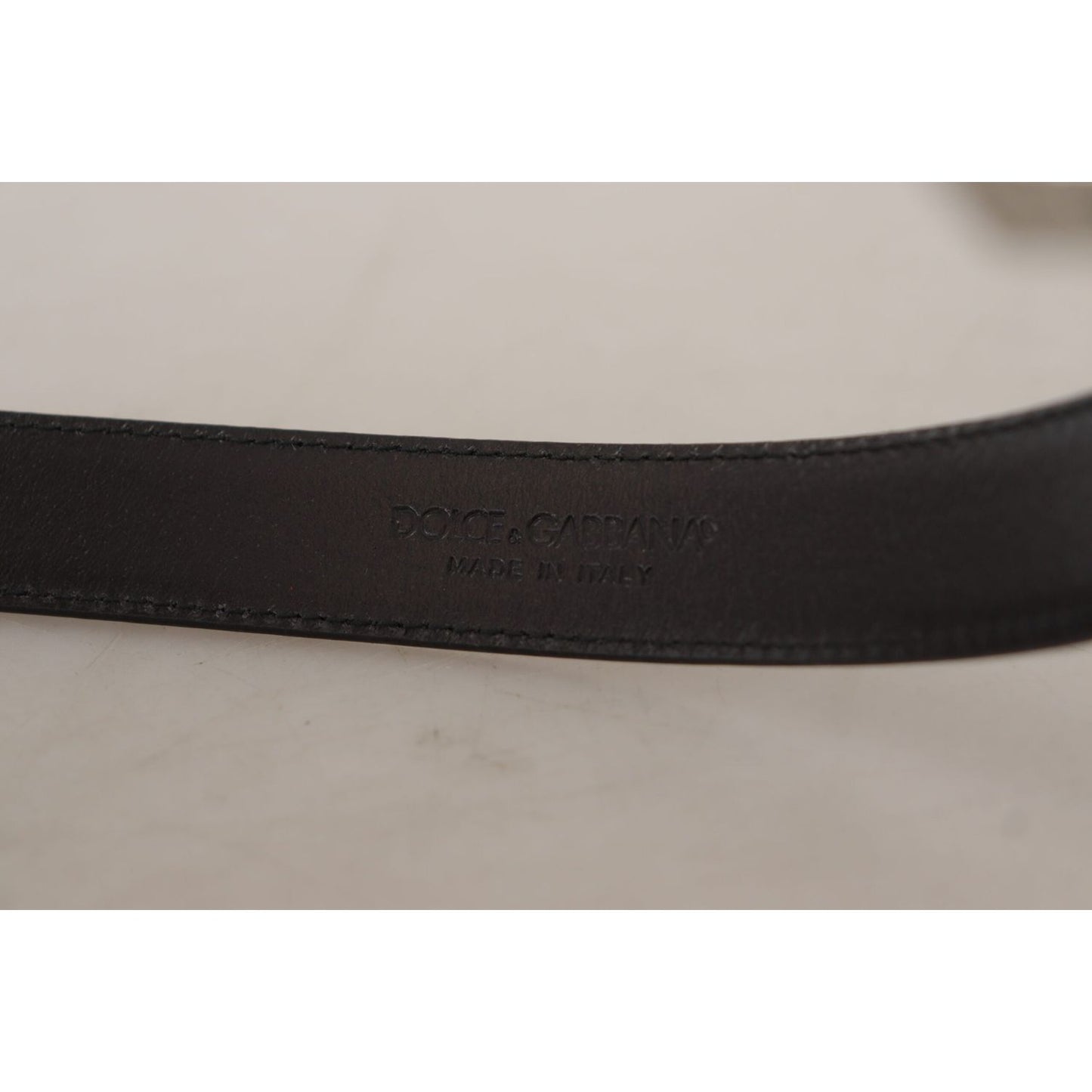 Dolce & Gabbana Sleek Black Leather Belt with Metal Buckle Dolce & Gabbana Dark Gray