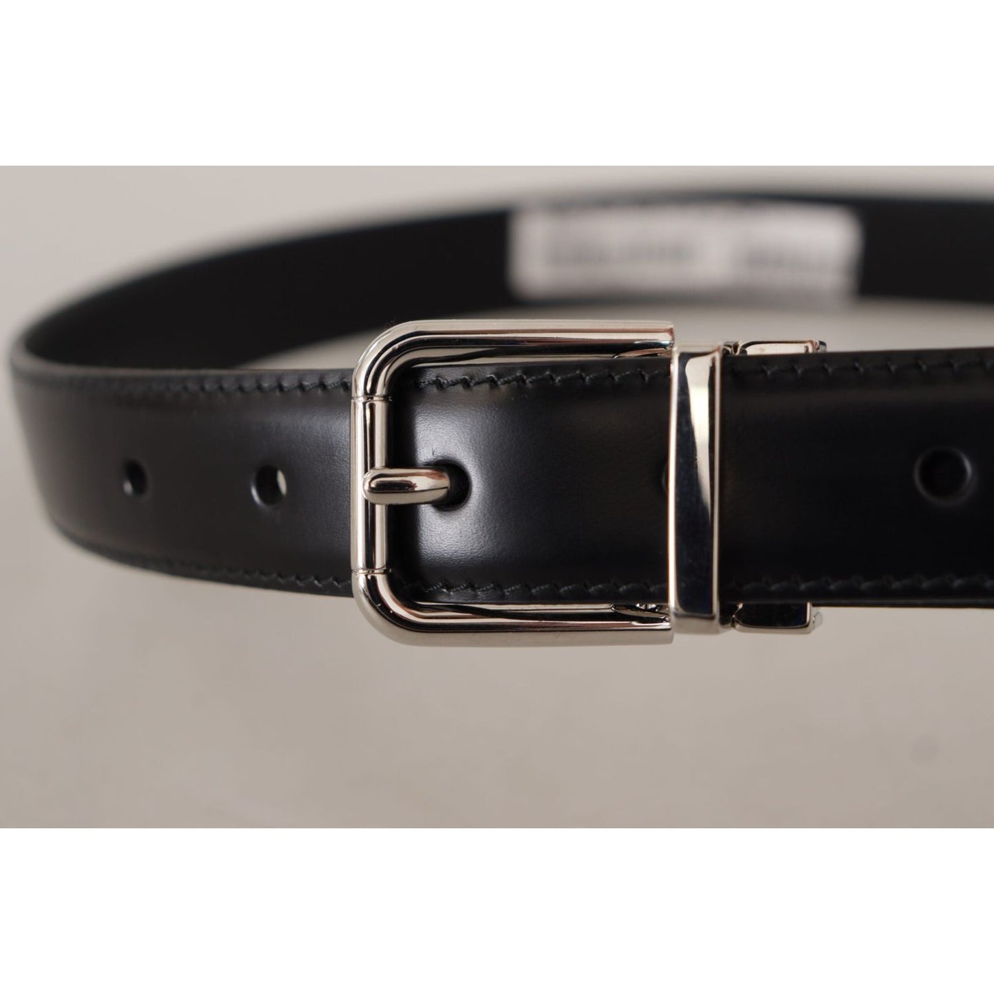 Dolce & Gabbana Sleek Black Leather Belt with Metal Buckle Dolce & Gabbana Dark Gray