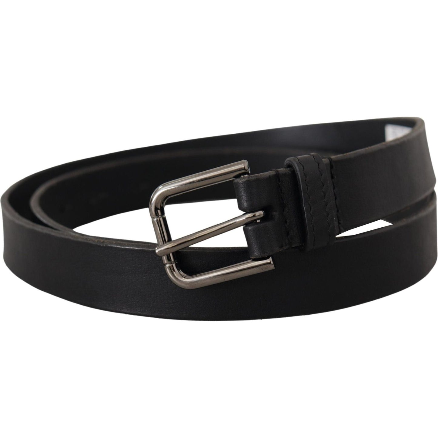 Dolce & Gabbana Elegant Black Leather Belt with Metal Buckle Dolce & Gabbana Black