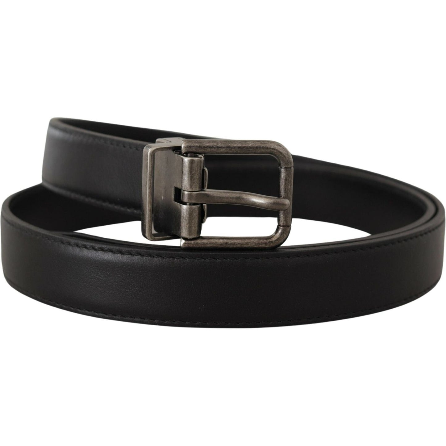 Dolce & Gabbana Elegant Black Leather Belt with Metal Buckle Dolce & Gabbana Dark Slate Gray