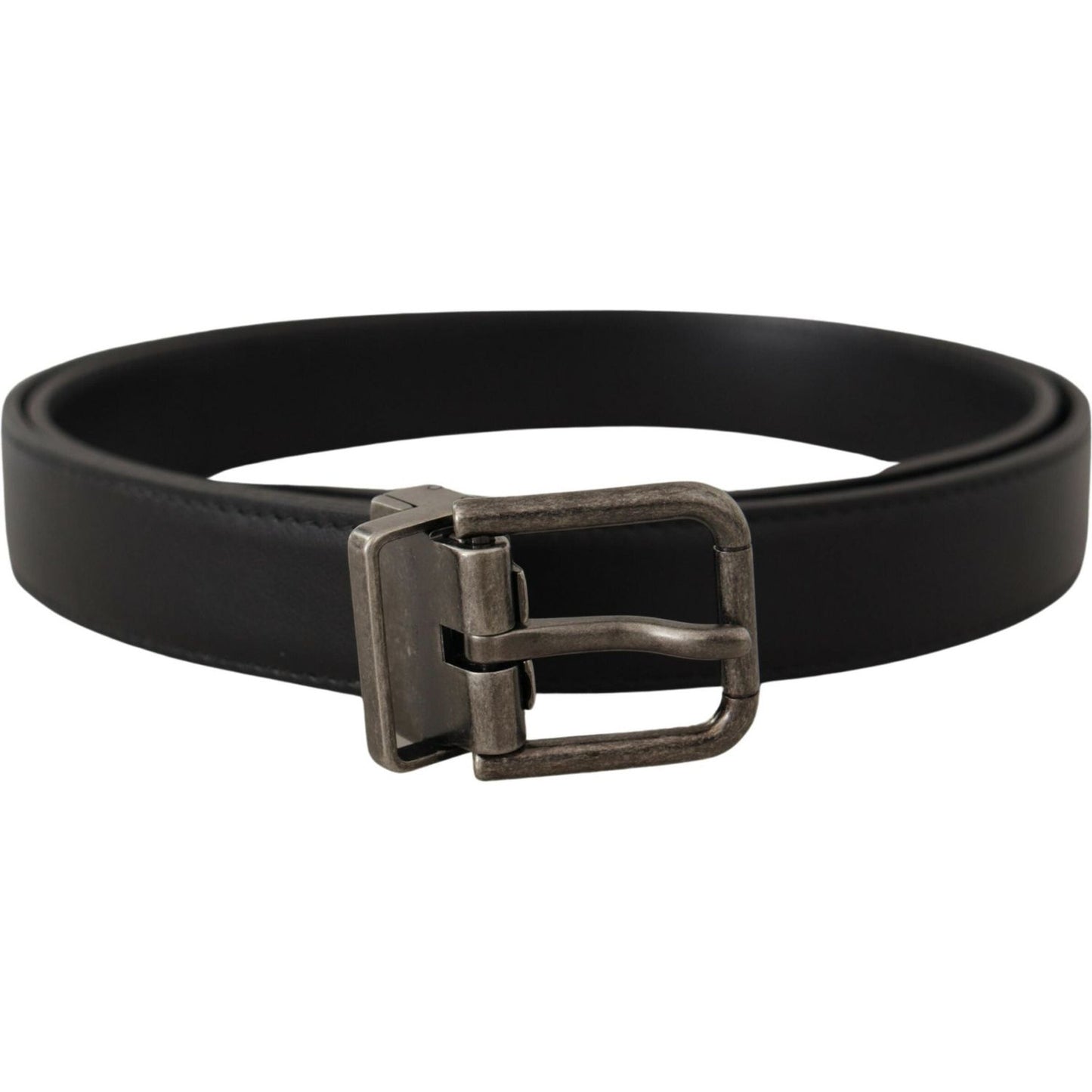 Dolce & Gabbana Elegant Black Leather Belt with Metal Buckle Dolce & Gabbana Dark Slate Gray