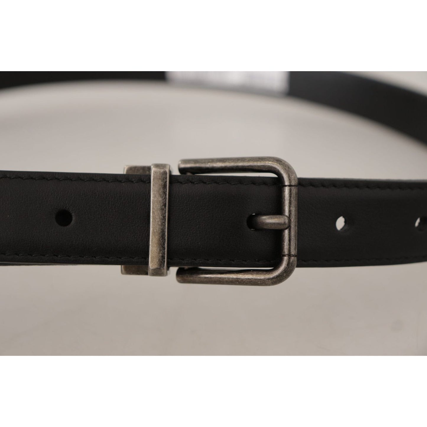 Dolce & Gabbana Elegant Black Leather Belt with Metal Buckle Dolce & Gabbana Dark Gray