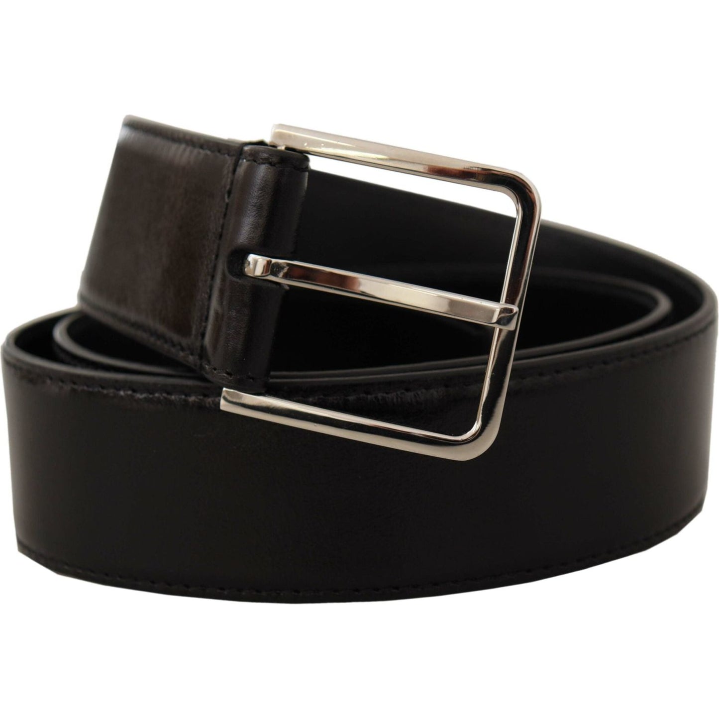 Dolce & Gabbana Elegant Leather Belt with Metal Buckle Dolce & Gabbana Black