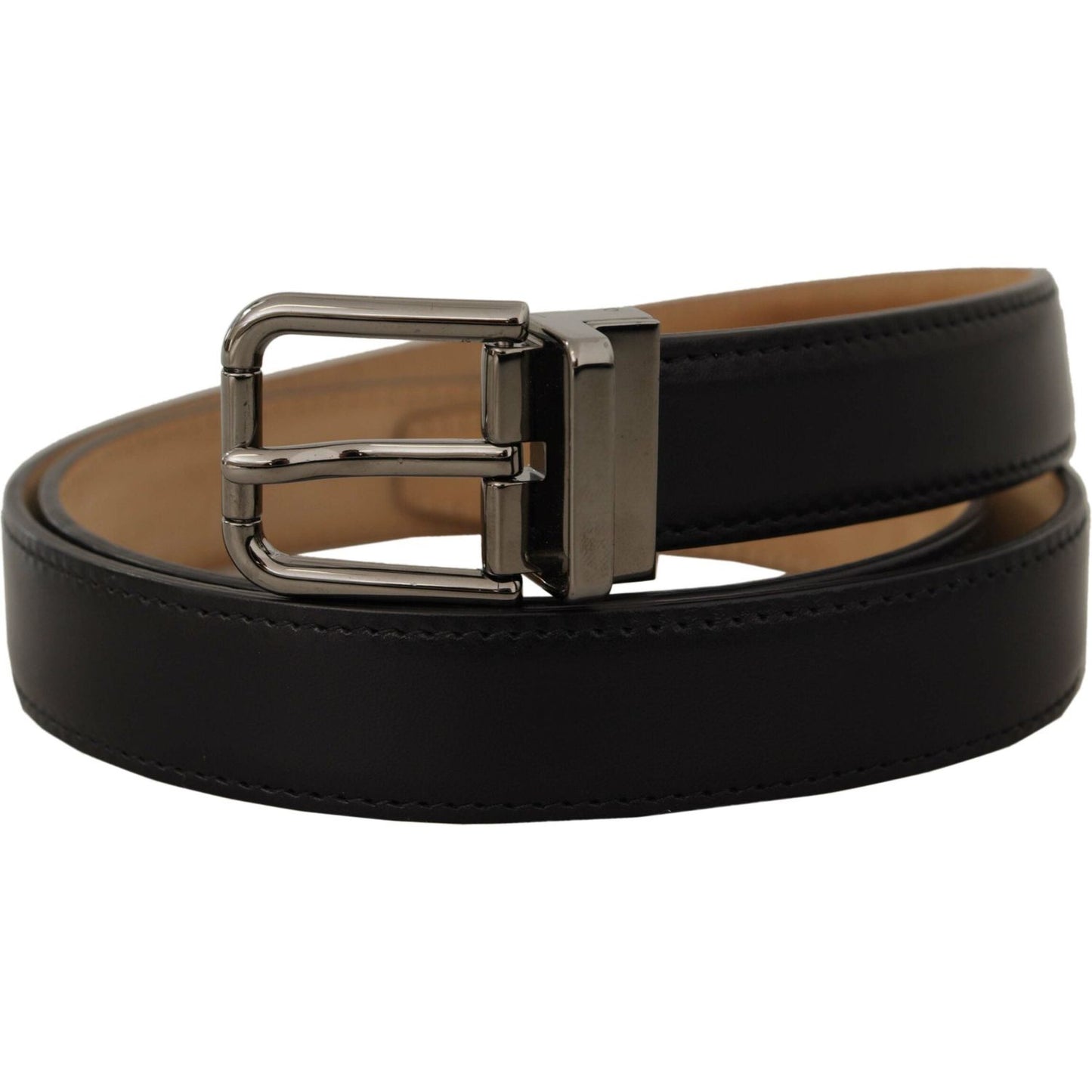 Dolce & Gabbana Sleek Black Leather Belt with Metal Buckle Dolce & Gabbana Black