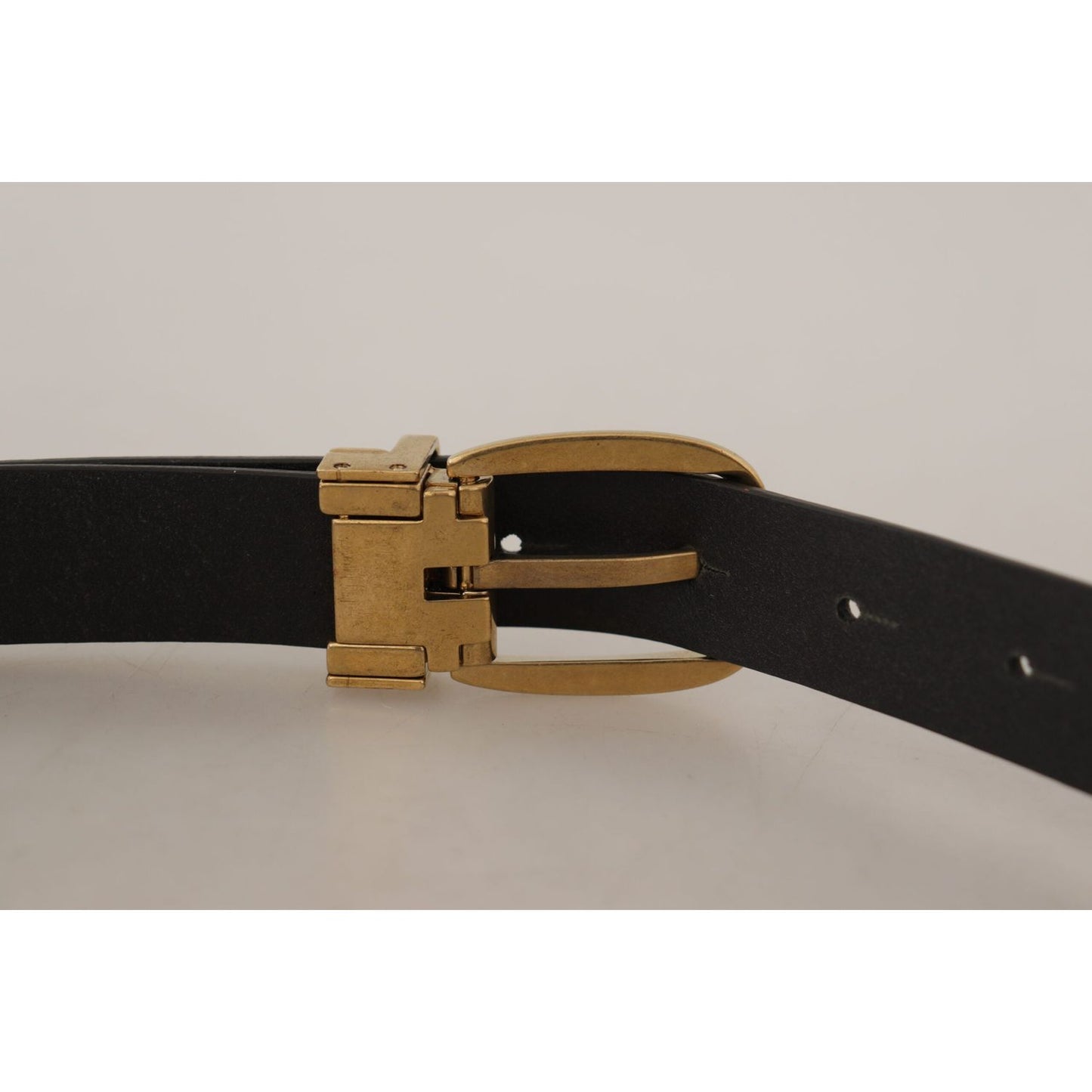 Dolce & Gabbana Elegant Brown Leather Belt with Logo Buckle Dolce & Gabbana Dark Gray