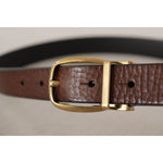 Dolce & Gabbana Elegant Brown Leather Belt with Logo Buckle Dolce & Gabbana Dark Gray