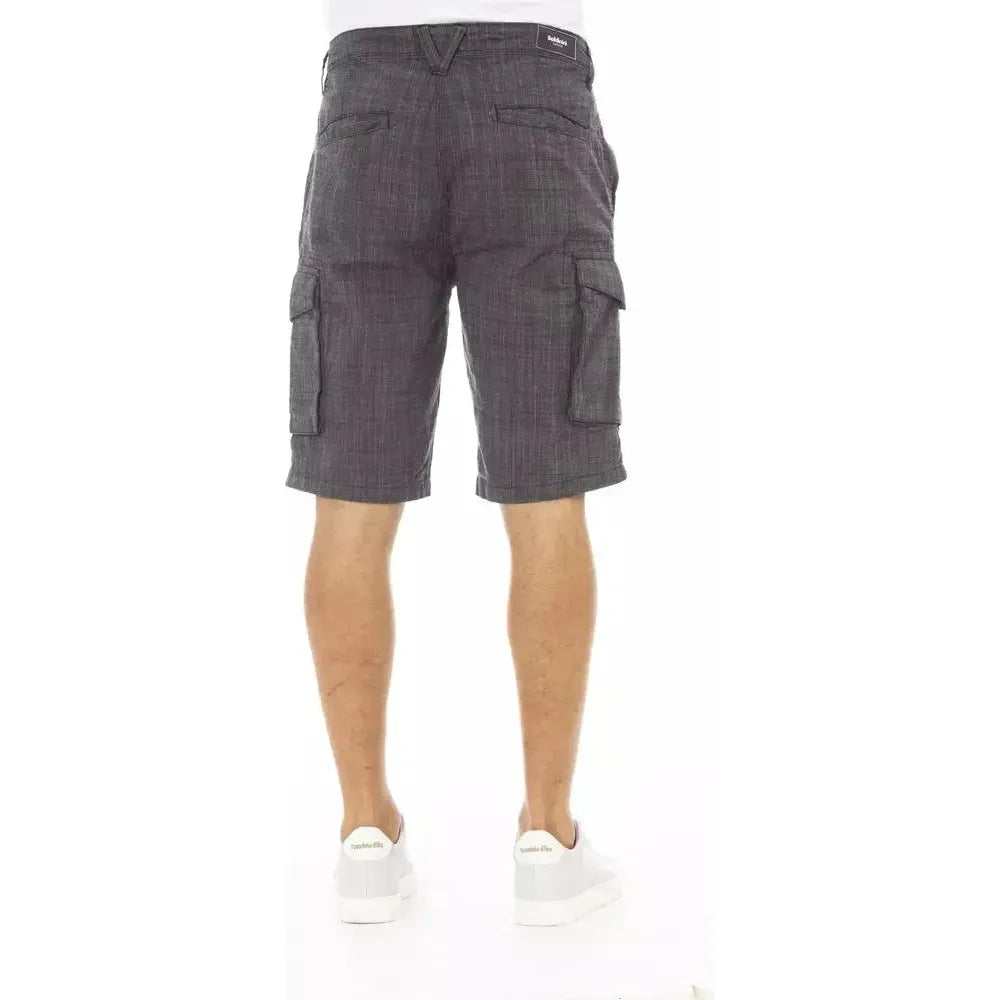Baldinini Trend Black Cotton Men Cargo Short Baldinini Trend Dim Gray
