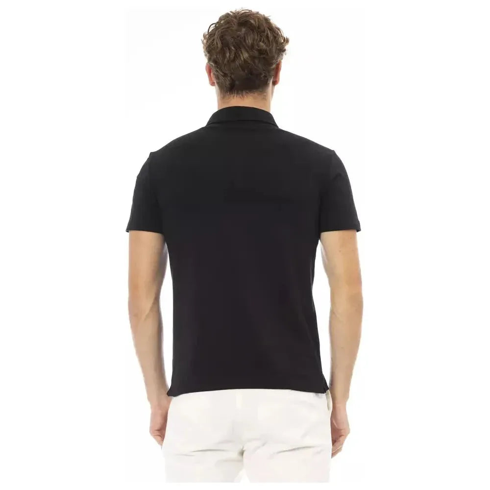 Baldinini Trend Black Cotton Men Polo Baldinini Trend Beige