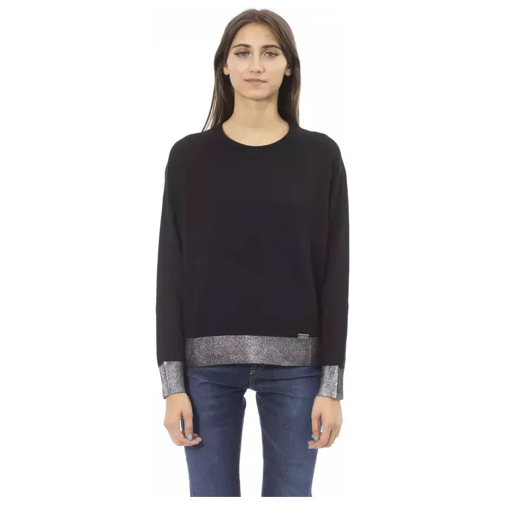 Baldinini Trend Black Wool Women Sweater Baldinini Trend Dark Slate Gray