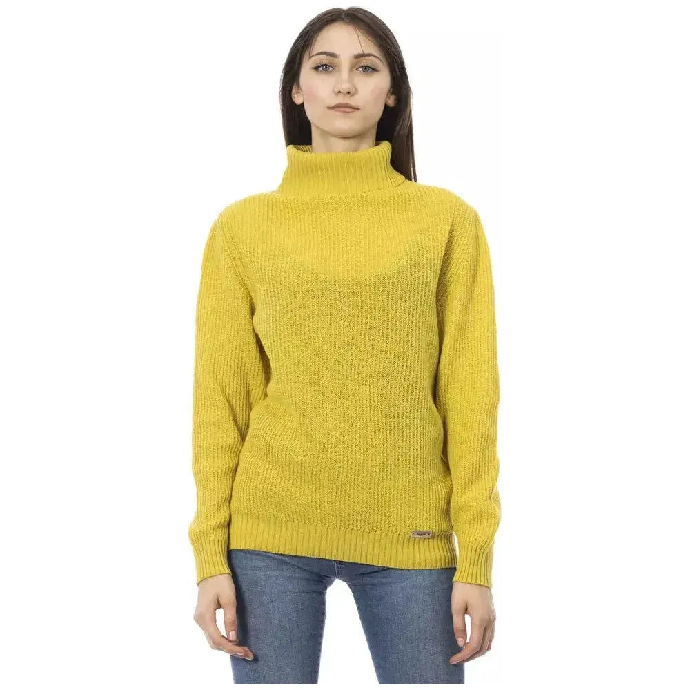 Baldinini Trend Yellow Wool Women Sweater Baldinini Trend Dark Khaki