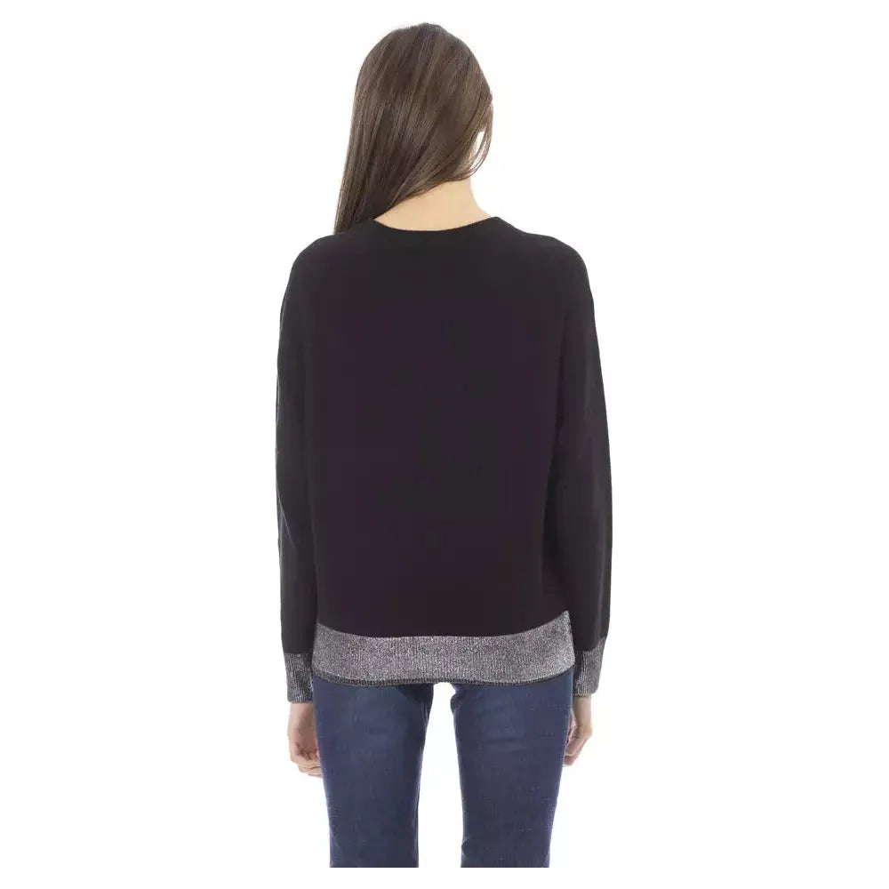 Baldinini Trend Black Wool Women Sweater Baldinini Trend Dark Slate Gray